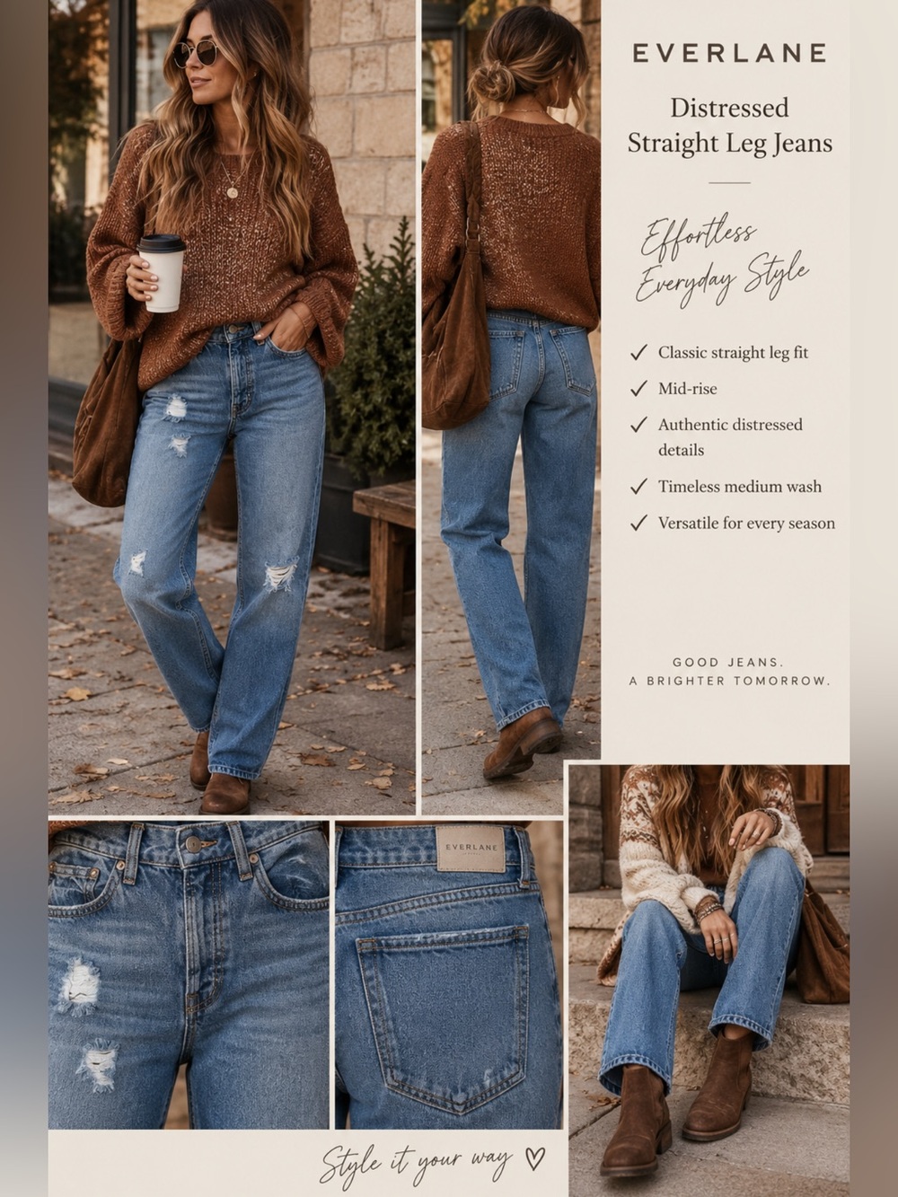 Organic Cotton Jeans Everlane Distressed Blue Jeans | 26